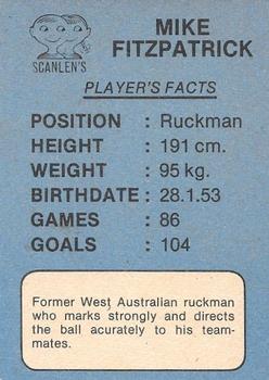 1981 Scanlens VFL #40 Mike Fitzpatrick Back